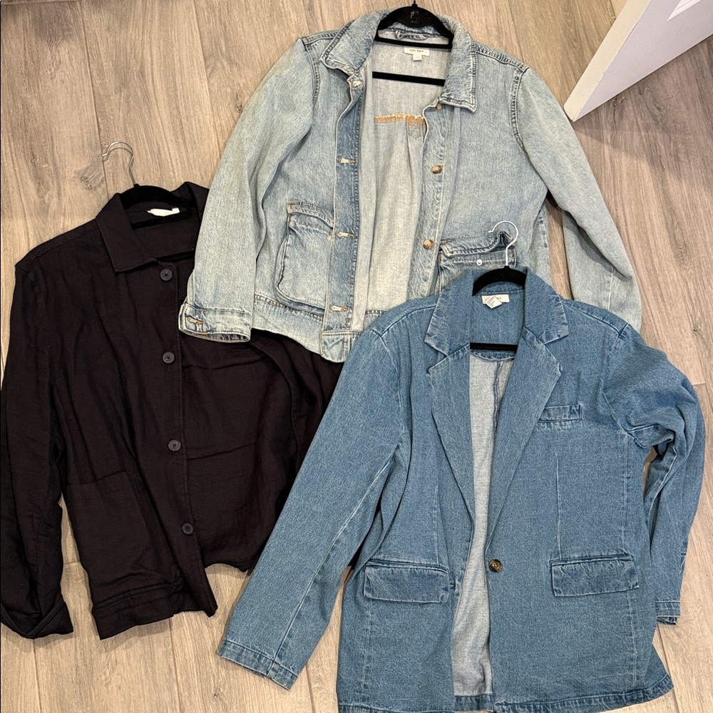 Mixed Denim & Black Jacket Lot - Light & Medium Blue Denim + Black